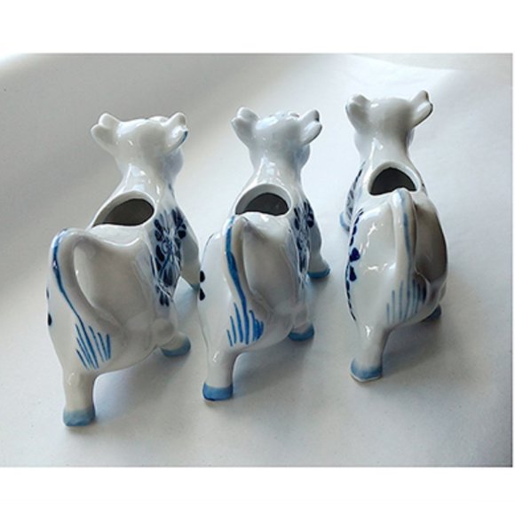 ONE Vintage Signed Delft Dutch Blue & White Cow Creamer Pitcher Kitchen - Picture 2 of 6